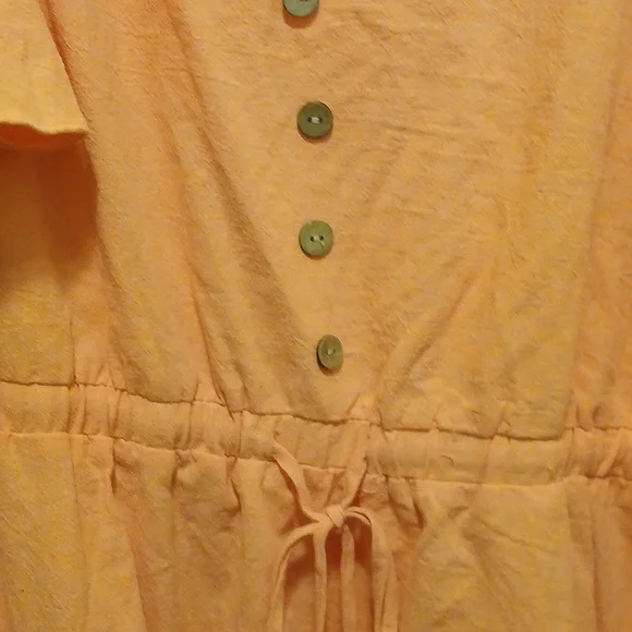 Orange Button-Front Dress - Picture 3 of 5